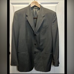 Donna Karan Signature Men’s Blazer 43R Wool Italy 3 Button Jacket Greenish Gray